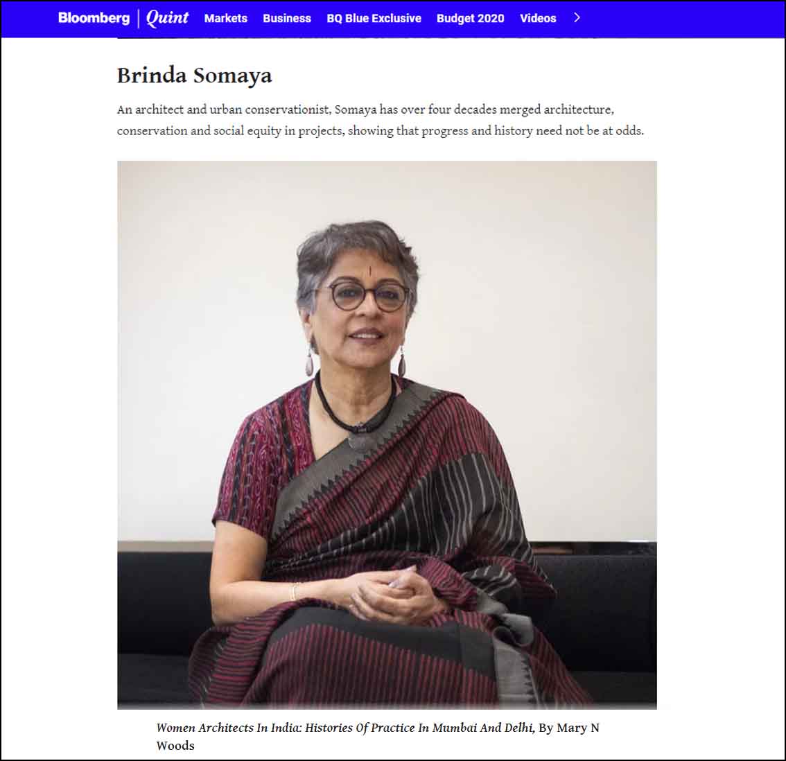 Brinda somaya, Shaping Structures: The Books Architects Read, Bloomberg - March 2019